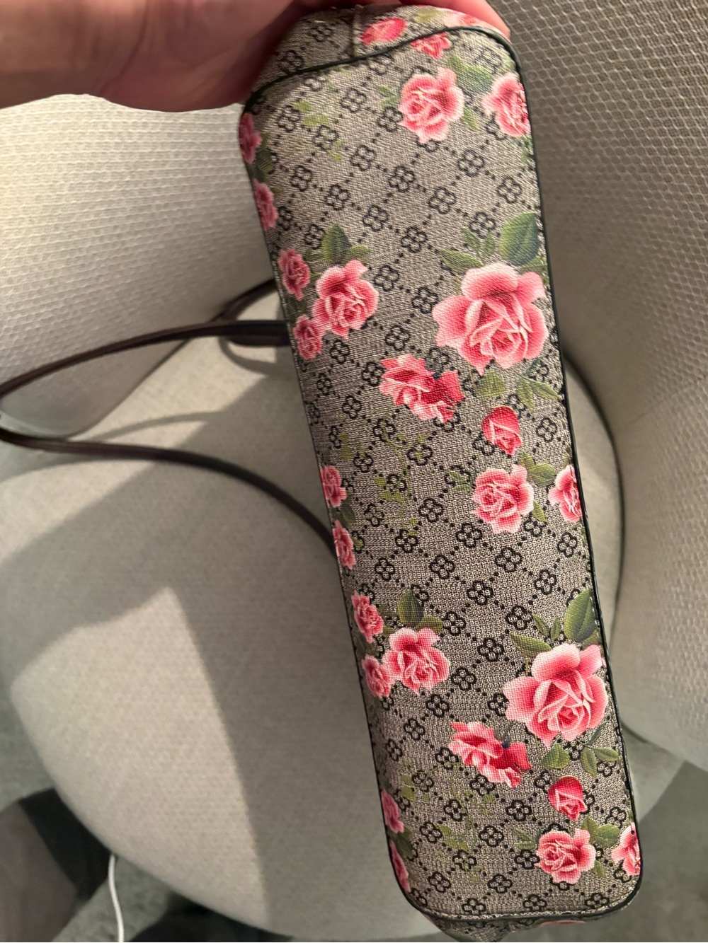 2 Floral Print Tote Bags in Pink and Brown leather - Picture 6 of 13